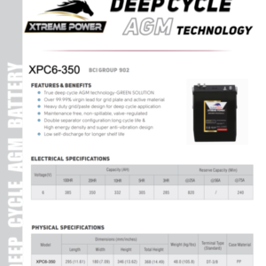 Battery Deep Cycle AGM 6 Volts, 350 Ah (Maintenance Free) – Made in China
