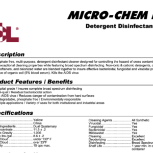 Cleaning Chemical Detergent/Disinfectant: Micro-Chem Plus – Made in USA