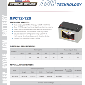 Battery Deep Cycle AGM 12 Volts, 120 Ah (Maintenance Free) – Made in China